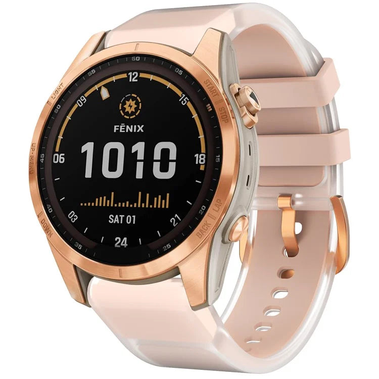For Garmin Fenix 7S Quickfit 20mm Transparent Design Watch Strap Adjustable Silicone Band
