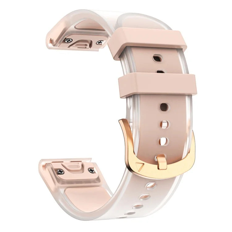 For Garmin Fenix 7S Quickfit 20mm Transparent Design Watch Strap Adjustable Silicone Band