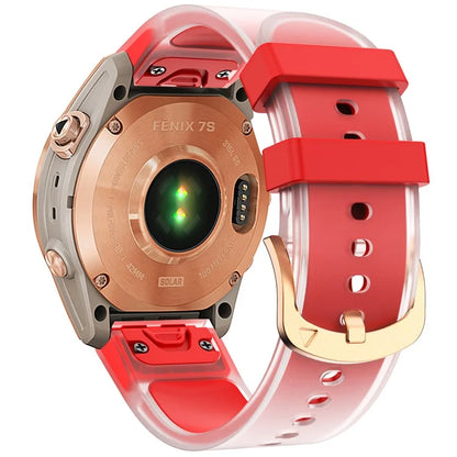 For Garmin Fenix 7S Quickfit 20mm Transparent Design Watch Strap Adjustable Silicone Band