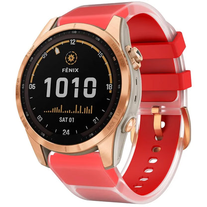 For Garmin Fenix 7S Quickfit 20mm Transparent Design Watch Strap Adjustable Silicone Band