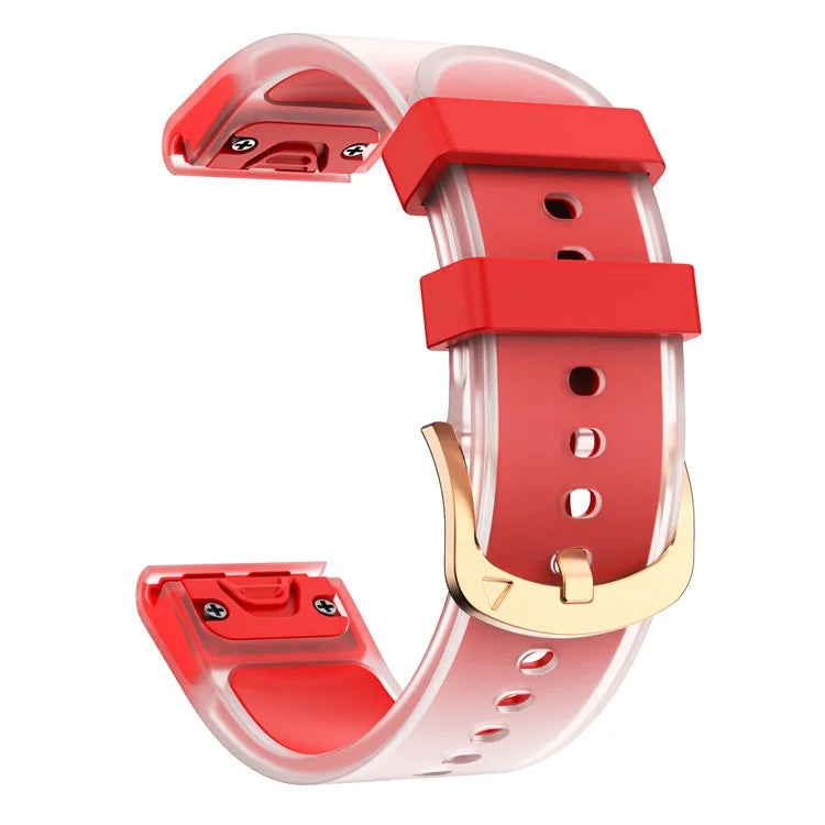 For Garmin Fenix 7S Quickfit 20mm Transparent Design Watch Strap Adjustable Silicone Band