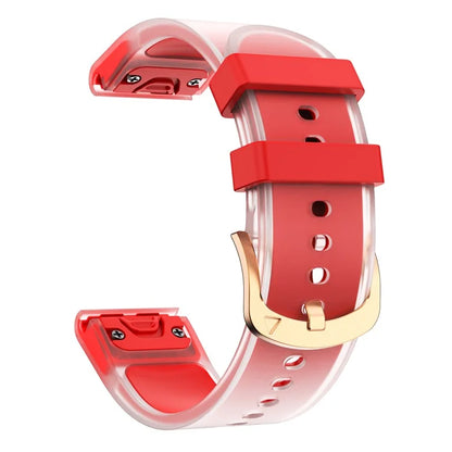 For Garmin Fenix 7S Quickfit 20mm Transparent Design Watch Strap Adjustable Silicone Band