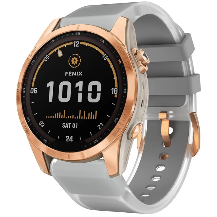 For Garmin Fenix 7S Quickfit 20mm Transparent Design Watch Strap Adjustable Silicone Band