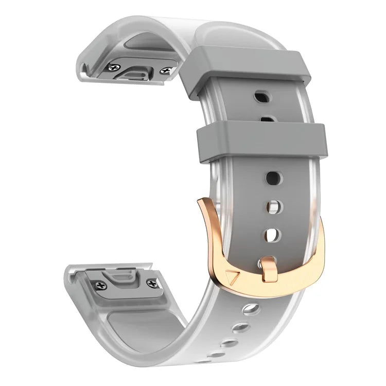 For Garmin Fenix 7S Quickfit 20mm Transparent Design Watch Strap Adjustable Silicone Band