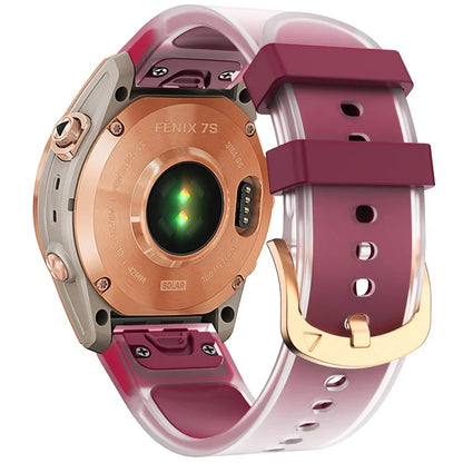 For Garmin Fenix 7S Quickfit 20mm Transparent Design Watch Strap Adjustable Silicone Band