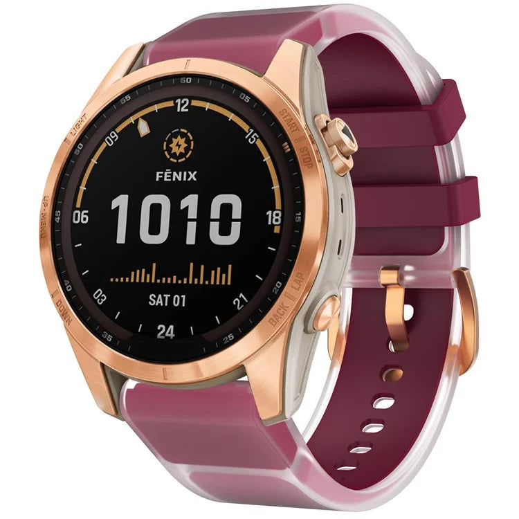 For Garmin Fenix 7S Quickfit 20mm Transparent Design Watch Strap Adjustable Silicone Band