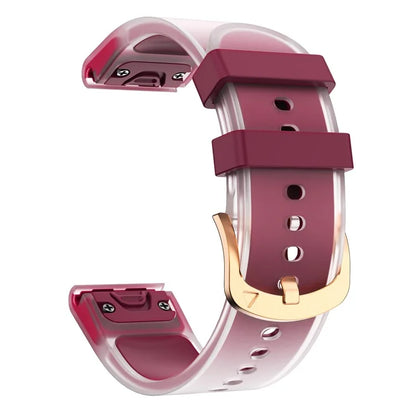 For Garmin Fenix 7S Quickfit 20mm Transparent Design Watch Strap Adjustable Silicone Band