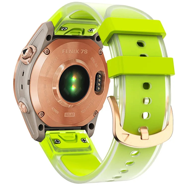 For Garmin Fenix 7S Quickfit 20mm Transparent Design Watch Strap Adjustable Silicone Band
