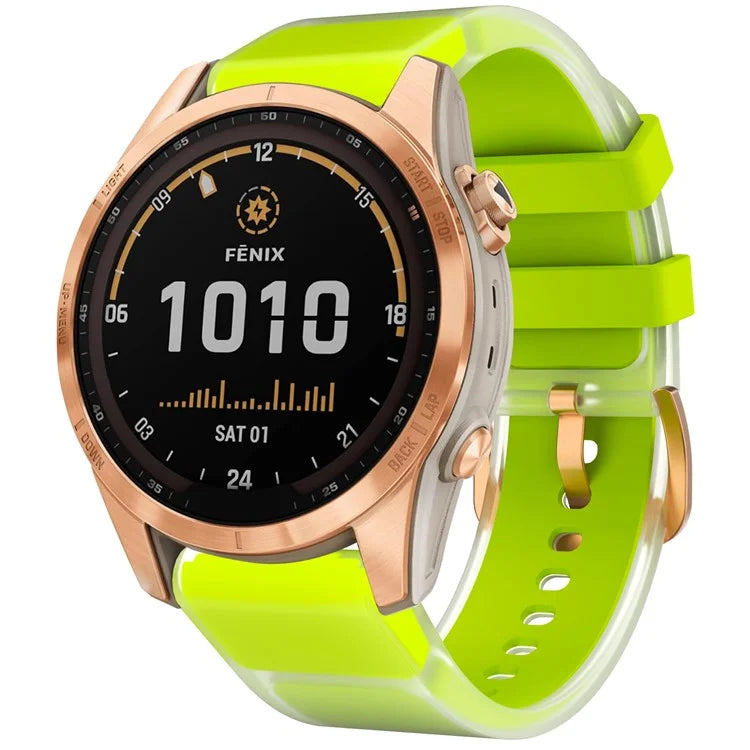 For Garmin Fenix 7S Quickfit 20mm Transparent Design Watch Strap Adjustable Silicone Band