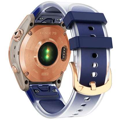 For Garmin Fenix 7S Quickfit 20mm Transparent Design Watch Strap Adjustable Silicone Band