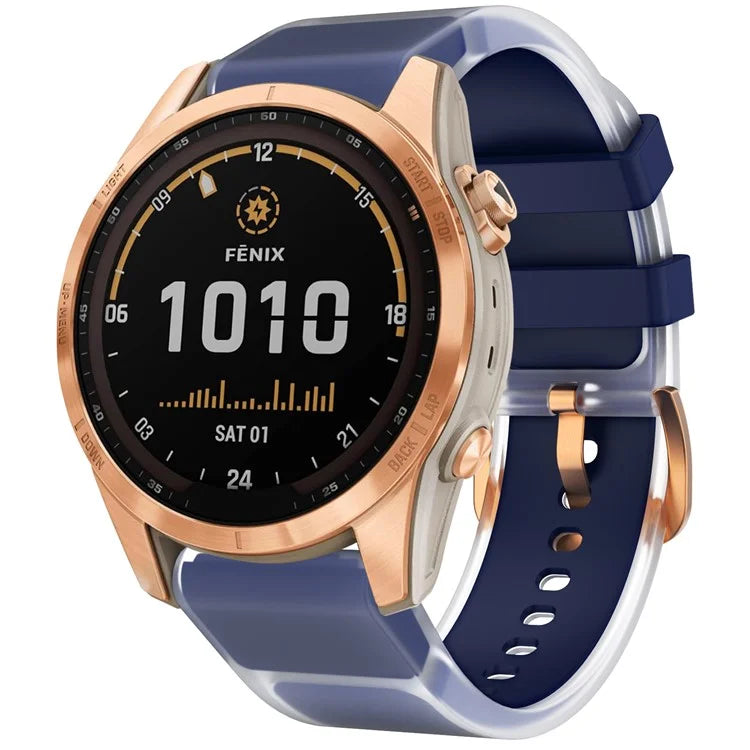 For Garmin Fenix 7S Quickfit 20mm Transparent Design Watch Strap Adjustable Silicone Band