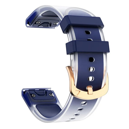 For Garmin Fenix 7S Quickfit 20mm Transparent Design Watch Strap Adjustable Silicone Band
