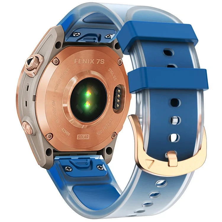 For Garmin Fenix 7S Quickfit 20mm Transparent Design Watch Strap Adjustable Silicone Band