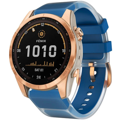 For Garmin Fenix 7S Quickfit 20mm Transparent Design Watch Strap Adjustable Silicone Band