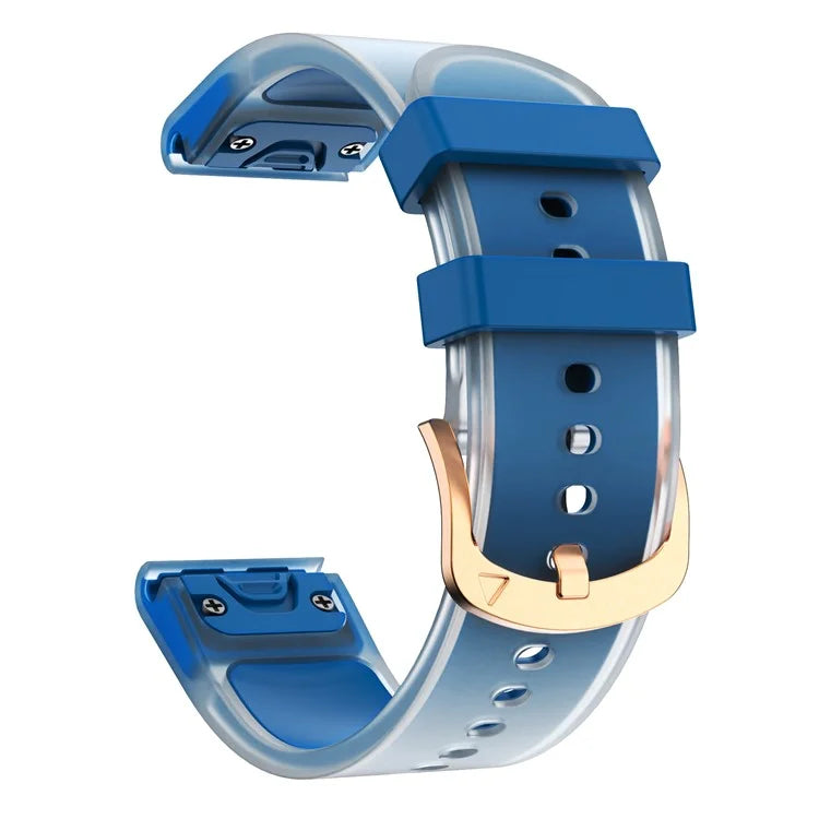For Garmin Fenix 7S Quickfit 20mm Transparent Design Watch Strap Adjustable Silicone Band