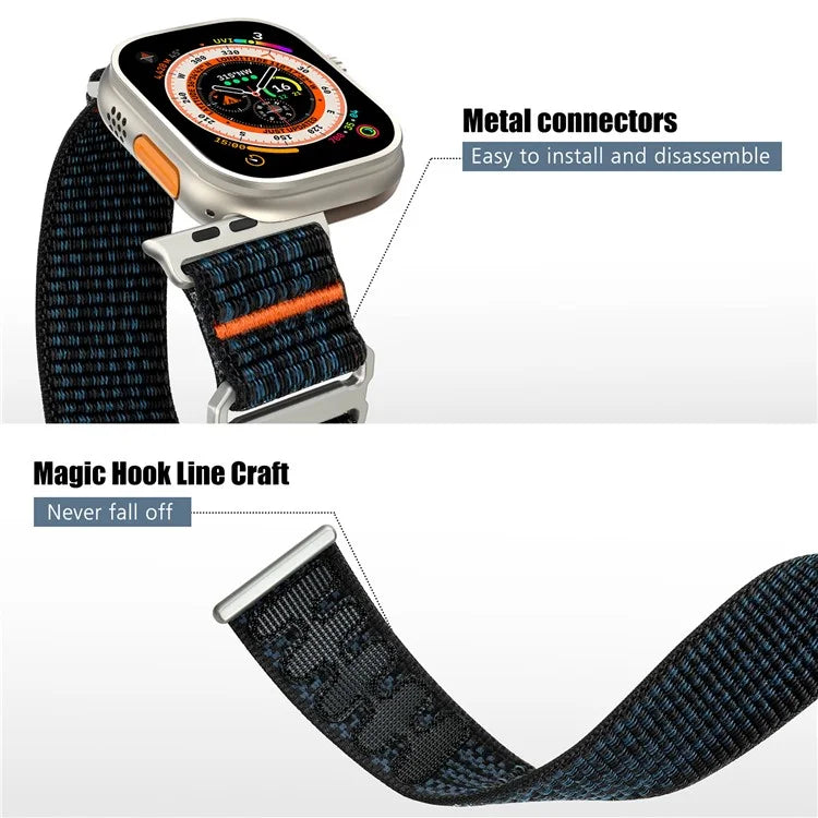 For Apple Watch 10 46mm / Ultra 2 / Ultra 49mm / 9 8 7 45mm / SE (2023) SE (2022) SE 6 5 4 44mm / 3 2 1 42mm Adjustable Nylon Watch Band
