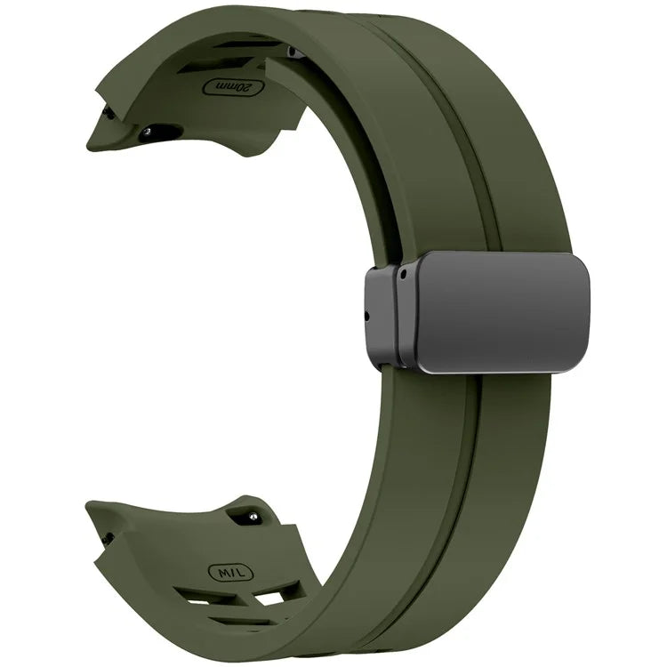 For Samsung Galaxy Watch FE / 7 / 6 / 5 / 4 Watch Band Stylish Silicone Strap with Magnetic Folding Buckle
