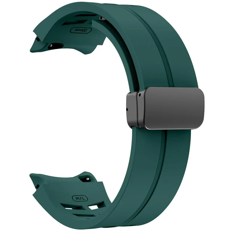 For Samsung Galaxy Watch FE / 7 / 6 / 5 / 4 Watch Band Stylish Silicone Strap with Magnetic Folding Buckle