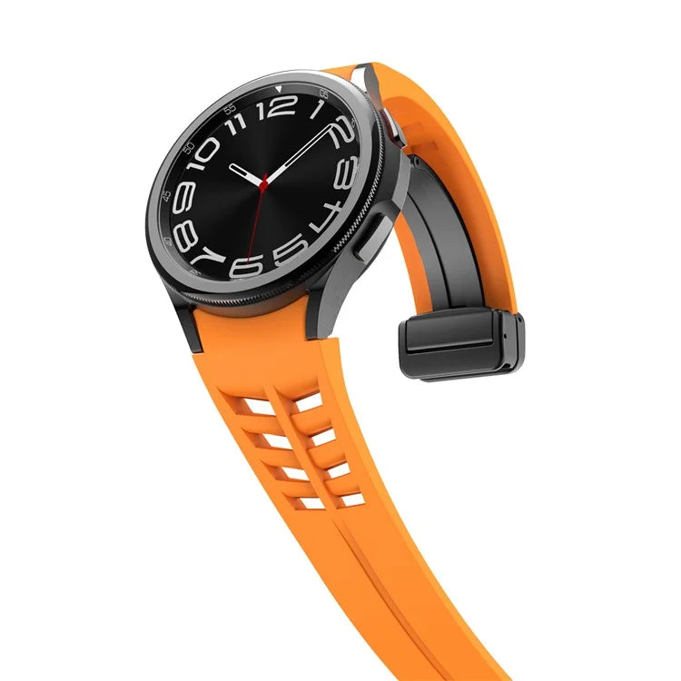 For Samsung Galaxy Watch FE / 7 / 6 / 5 / 4 Watch Band Stylish Silicone Strap with Magnetic Folding Buckle