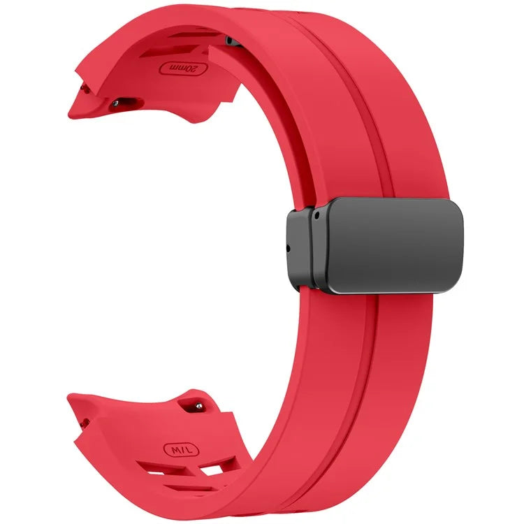 For Samsung Galaxy Watch FE / 7 / 6 / 5 / 4 Watch Band Stylish Silicone Strap with Magnetic Folding Buckle