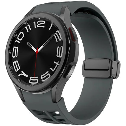 For Samsung Galaxy Watch FE / 7 / 6 / 5 / 4 Watch Band Stylish Silicone Strap with Magnetic Folding Buckle