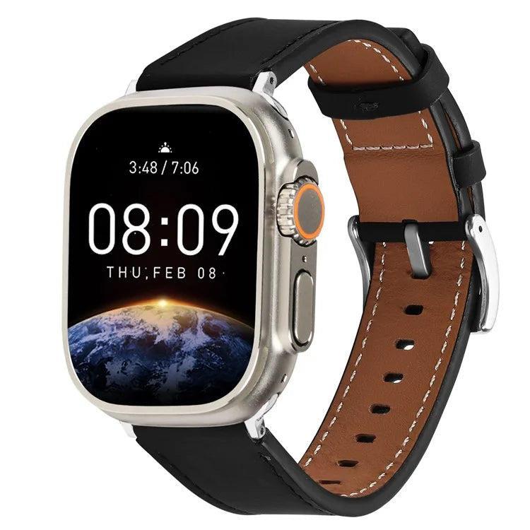 For Apple Watch 10 46mm / Ultra 2 / Ultra 49mm / 9 8 7 45mm / SE (2023) SE (2022) SE 6 5 4 44mm / 3 2 1 42mm Genuine Leather Watch Band