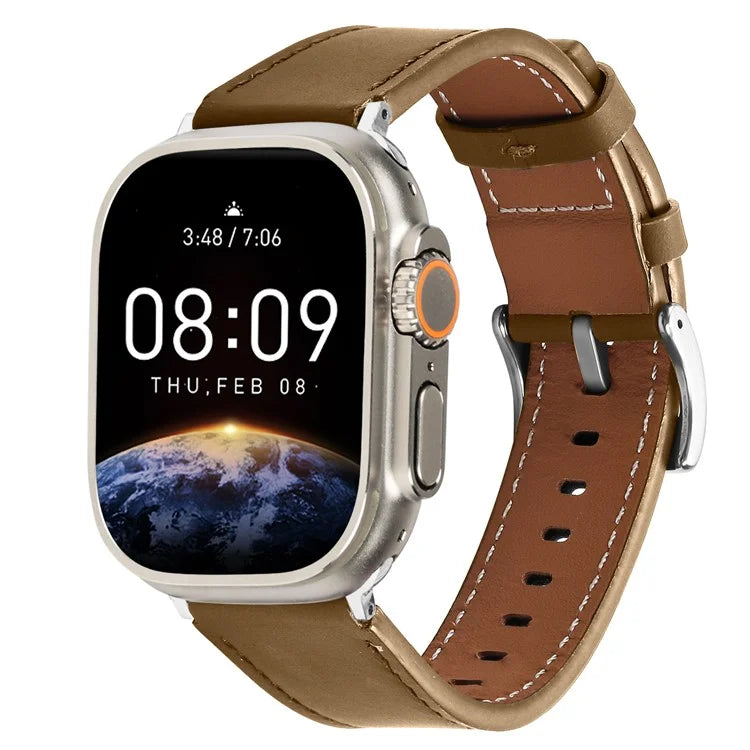 For Apple Watch 10 46mm / Ultra 2 / Ultra 49mm / 9 8 7 45mm / SE (2023) SE (2022) SE 6 5 4 44mm / 3 2 1 42mm Genuine Leather Watch Band