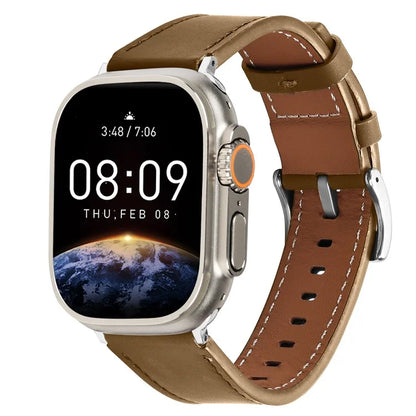 For Apple Watch Series 10 42mm / 9 8 7 41mm / SE (2023) SE (2022) SE 6 5 4 40mm / 3 2 1 38mm Genuine Leather Watch Strap
