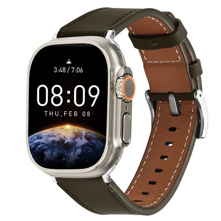 For Apple Watch Series 10 42mm / 9 8 7 41mm / SE (2023) SE (2022) SE 6 5 4 40mm / 3 2 1 38mm Genuine Leather Watch Strap