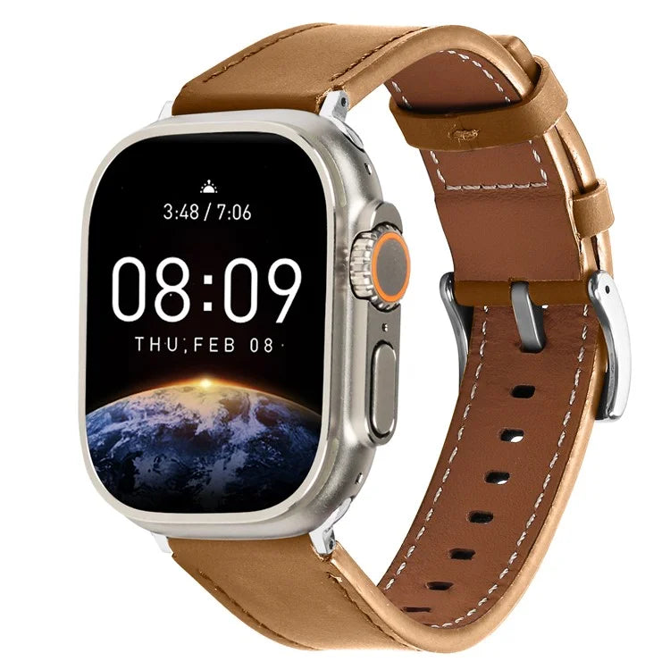 For Apple Watch Series 10 42mm / 9 8 7 41mm / SE (2023) SE (2022) SE 6 5 4 40mm / 3 2 1 38mm Genuine Leather Watch Strap