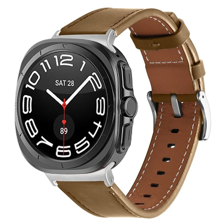 For Galaxy Watch Ultra 47mm Genuine Leather Watch Band Adjustable Wrist Strap