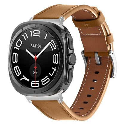 For Galaxy Watch Ultra 47mm Genuine Leather Watch Band Adjustable Wrist Strap