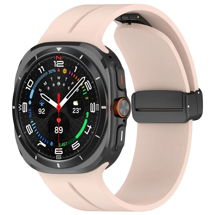 For Samsung Galaxy Watch Ultra 47mm Silicone Watch Band Magnetic Folding Buckle Wrist Strap
