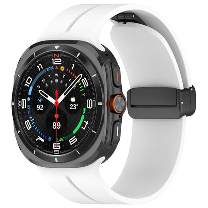 For Samsung Galaxy Watch Ultra 47mm Silicone Watch Band Magnetic Folding Buckle Wrist Strap