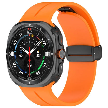 For Samsung Galaxy Watch Ultra 47mm Silicone Watch Band Magnetic Folding Buckle Wrist Strap