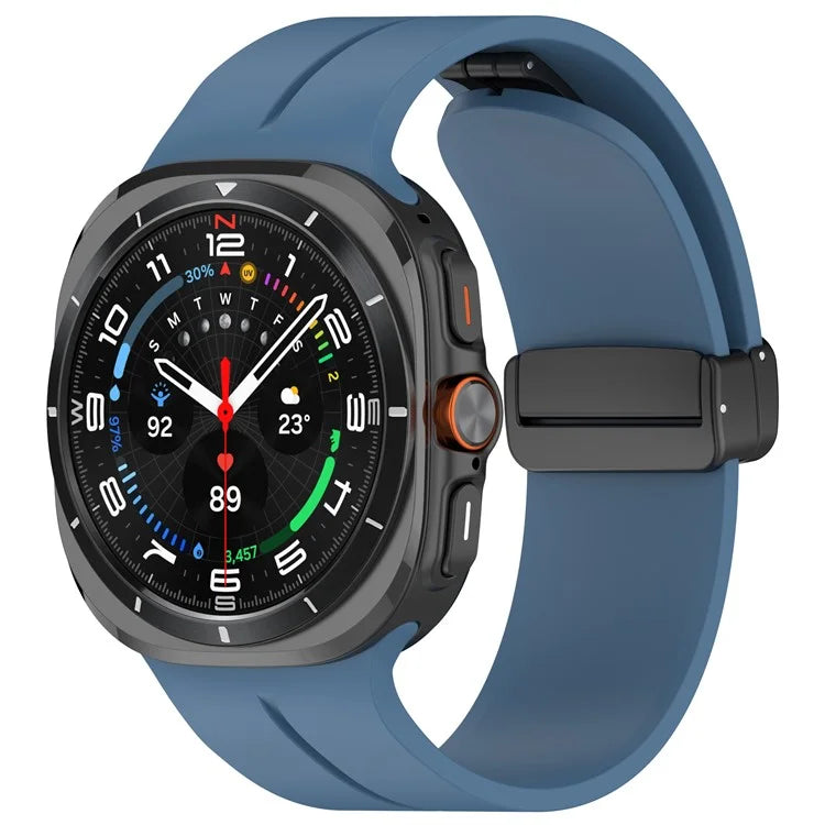 For Samsung Galaxy Watch Ultra 47mm Silicone Watch Band Magnetic Folding Buckle Wrist Strap