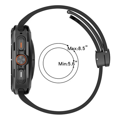 For Samsung Galaxy Watch Ultra 47mm Silicone Watch Band Magnetic Folding Buckle Wrist Strap