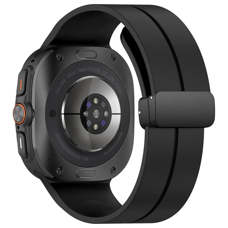 For Samsung Galaxy Watch Ultra 47mm Silicone Watch Band Magnetic Folding Buckle Wrist Strap