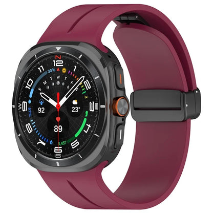 For Samsung Galaxy Watch Ultra 47mm Silicone Watch Band Magnetic Folding Buckle Wrist Strap