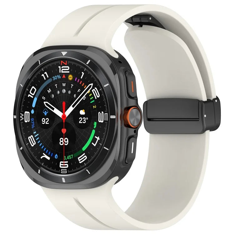 For Samsung Galaxy Watch Ultra 47mm Silicone Watch Band Magnetic Folding Buckle Wrist Strap