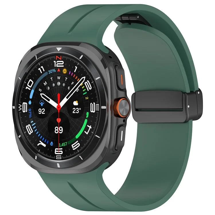 For Samsung Galaxy Watch Ultra 47mm Silicone Watch Band Magnetic Folding Buckle Wrist Strap