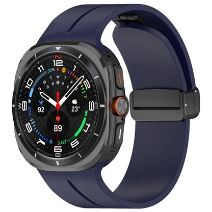 For Samsung Galaxy Watch Ultra 47mm Silicone Watch Band Magnetic Folding Buckle Wrist Strap