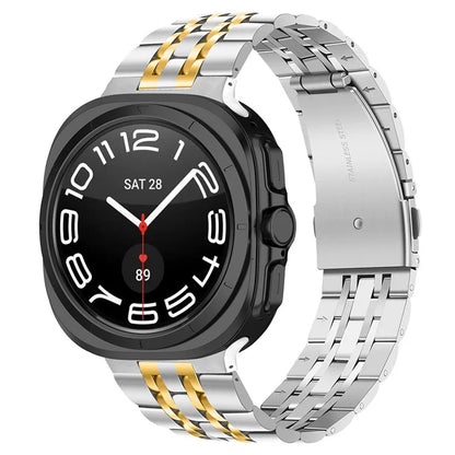 For Samsung Galaxy Watch Ultra 47mm Slim Metal Band Stainless Steel 7-Bead Chain Watch Strap