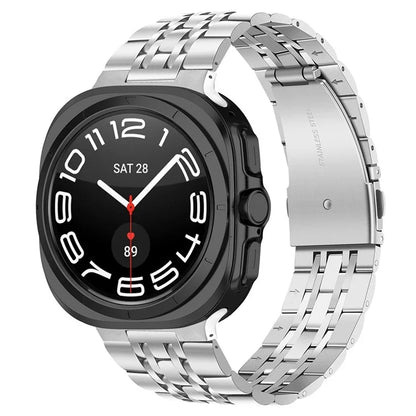 For Samsung Galaxy Watch Ultra 47mm Metal Band Stainless Steel 7-Bead Watch Strap Replacement - Silver