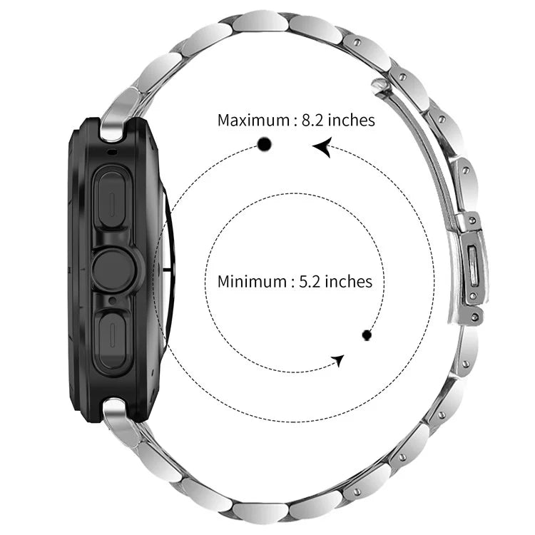 For Samsung Galaxy Watch Ultra 47mm Metal Band Stainless Steel 7-Bead Watch Strap Replacement - Silver