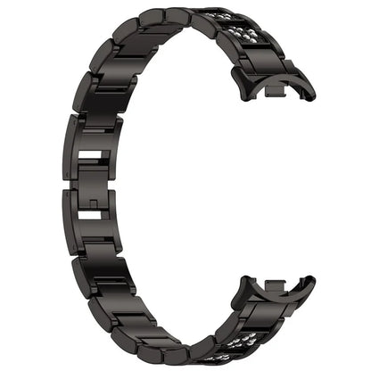For Xiaomi Mi Band 9 / 9 NFC / Smart Band 8 / 8 NFC Watch Strap Rhinestone Decor 3-Bead Stainless Steel Band