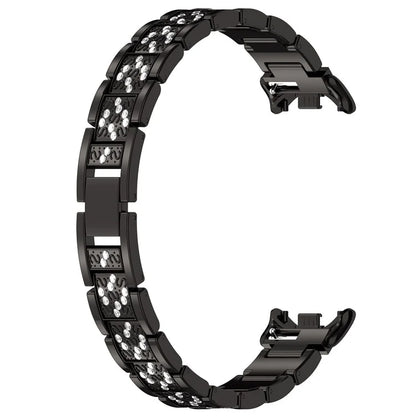 For Xiaomi Mi Band 9 / 9 NFC / Smart Band 8 / 8 NFC Watch Strap Rhinestone Decor 3-Bead Stainless Steel Band