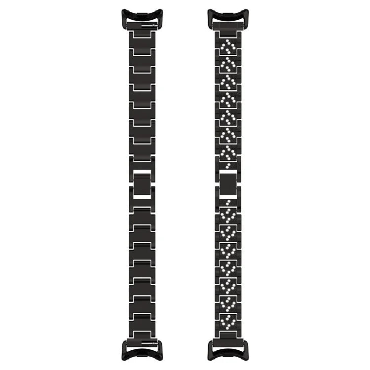 For Xiaomi Mi Band 9 / 9 NFC / Smart Band 8 / 8 NFC Watch Strap Rhinestone Decor 3-Bead Stainless Steel Band