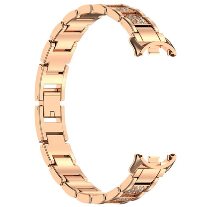 For Xiaomi Mi Band 9 / 9 NFC / Smart Band 8 / 8 NFC Watch Strap Rhinestone Decor 3-Bead Stainless Steel Band
