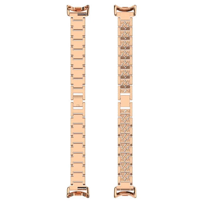 For Xiaomi Mi Band 9 / 9 NFC / Smart Band 8 / 8 NFC Watch Strap Rhinestone Decor 3-Bead Stainless Steel Band